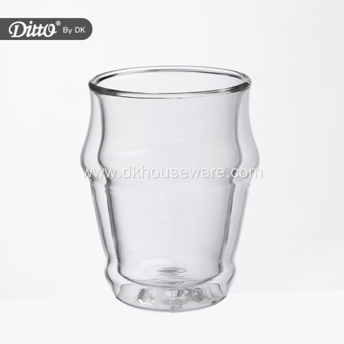 Wine Beer Glass Cup with Handle Double Wall